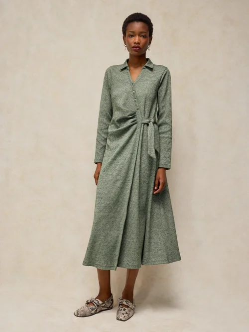 Hemdblusenkleid Yara zum Binden - Mid Green - 52/R Bild 3