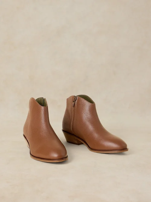 Weit geschnittene Lederstiefeletten - Mid Tan - 41 Bild 2
