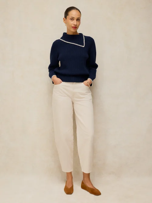 Pullover mit Ziernaht am Kragen - Dark Navy - 46 Bild 3