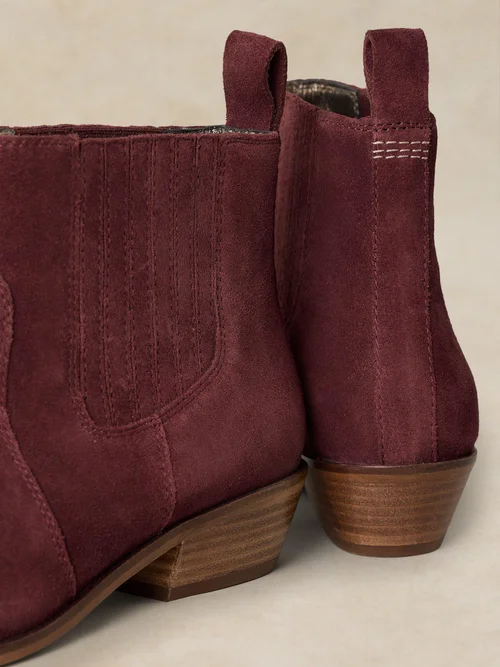 Weit geschnittene Wildleder-Chelsea-Boots - Dk Red - 41 Bild 3