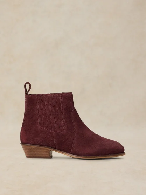 Weit geschnittene Wildleder-Chelsea-Boots - Dk Red - 41 Bild 1