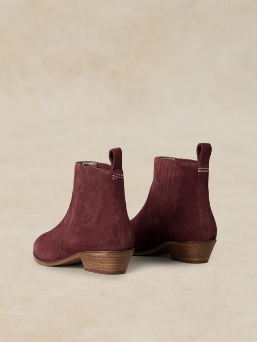 Weit geschnittene Wildleder-Chelsea-Boots - Dk Red - 41 Bild 4