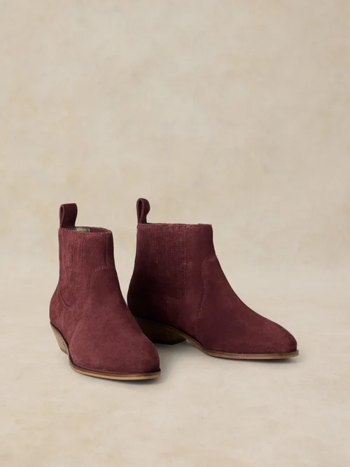 Weit geschnittene Wildleder-Chelsea-Boots - Dk Red - 41 Bild 2