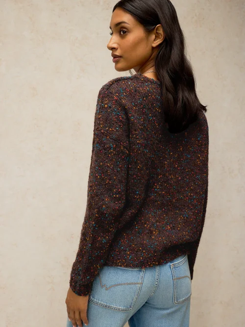 Pullover mit V-Ausschnitt und Struktur - Dk Brown - 50 Bild 4
