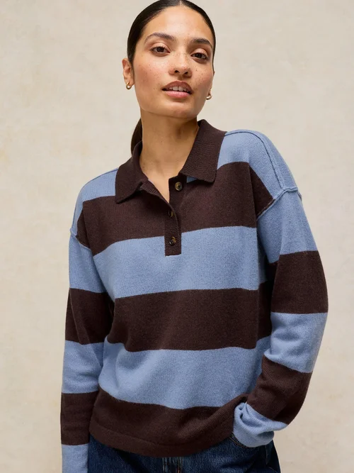 Gestreifter Pullover Camilla mit Kragen - Blue Mlt - 48 Bild 3