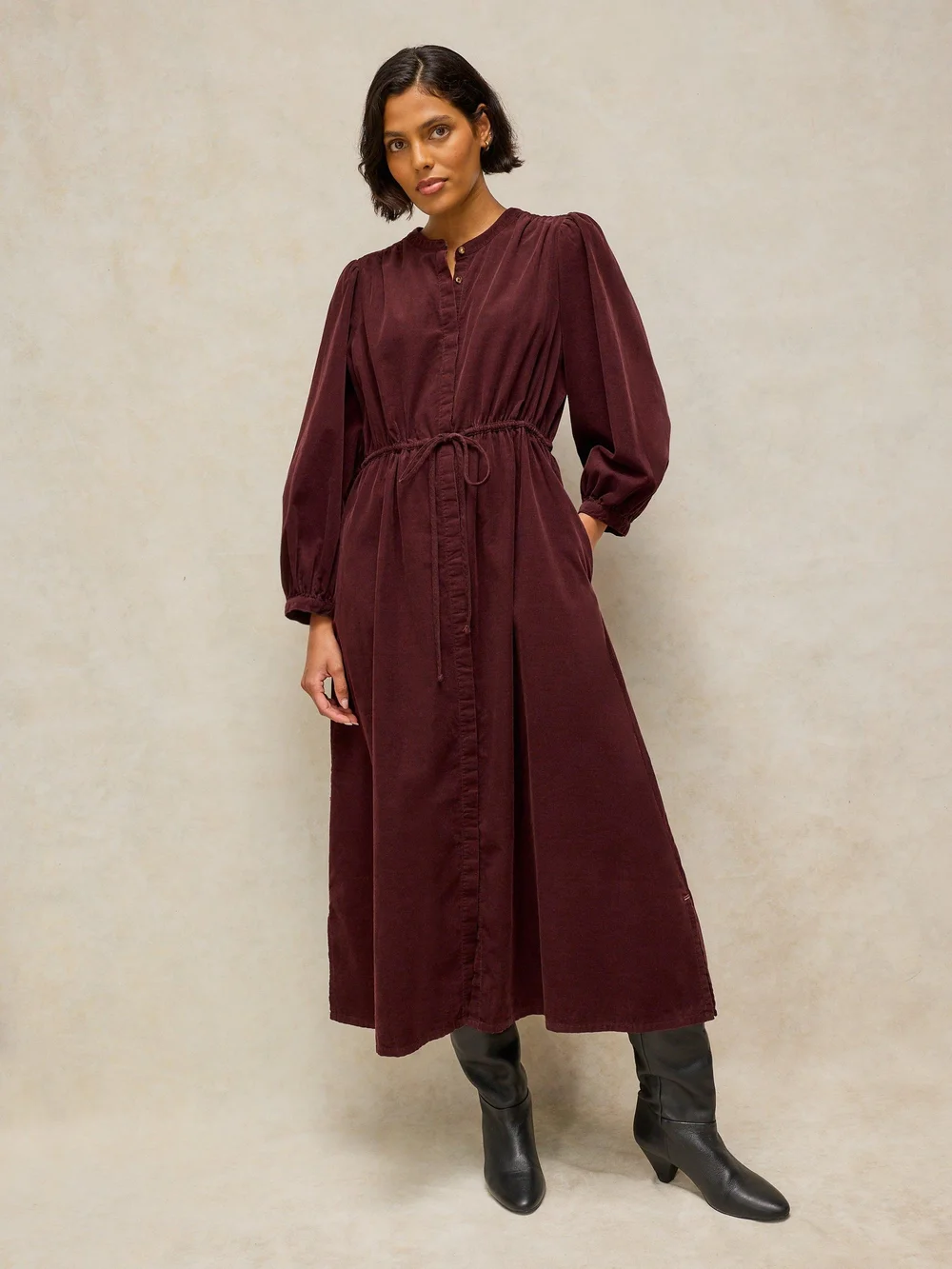 Kleid Lana aus Babykord - Dk Plum - 50/R Bild 1