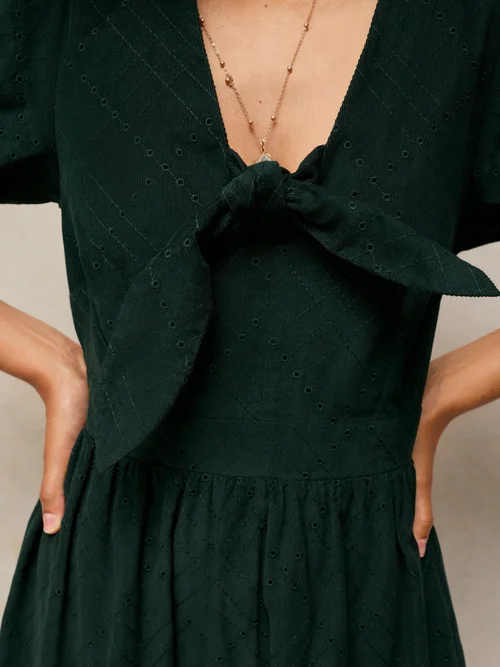 Kordkleid Maisie mit Knotendetail - Green Mlt - 48/R Bild 3