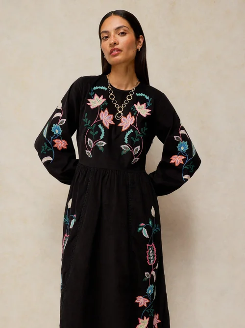 Besticktes Kordkleid Wren - Blk Mlt - 52/R Bild 2
