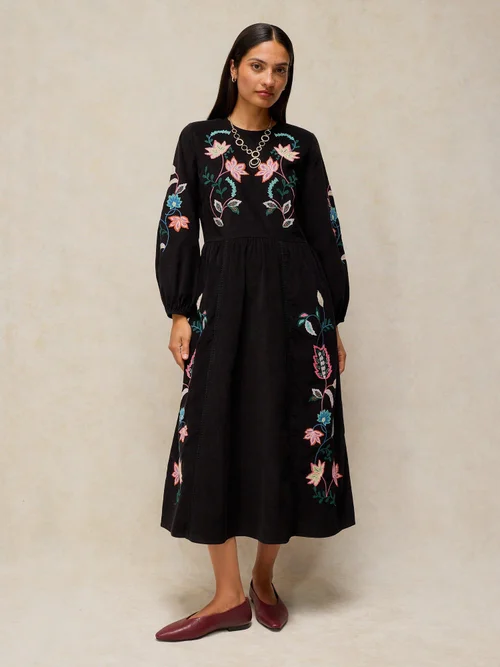 Besticktes Kordkleid Wren - Blk Mlt - 52/R Bild 1