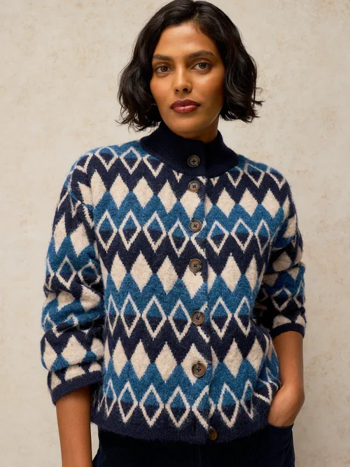 Strickjacke Margot mit Fairisle Muster - Navy Multi - 48 Bild 1
