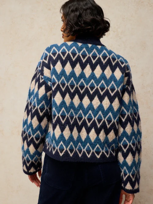 Strickjacke Margot mit Fairisle Muster - Navy Multi - 48 Bild 4