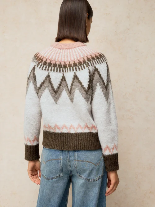 Pullover Blurred mit Fairisle Muster - Nat Mlt - 48 Bild 4