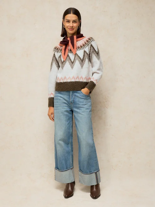 Pullover Blurred mit Fairisle Muster - Nat Mlt - 48 Bild 2