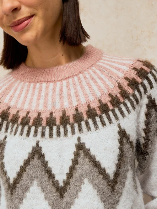 Pullover Blurred mit Fairisle Muster - Nat Mlt - 48 Bild 3