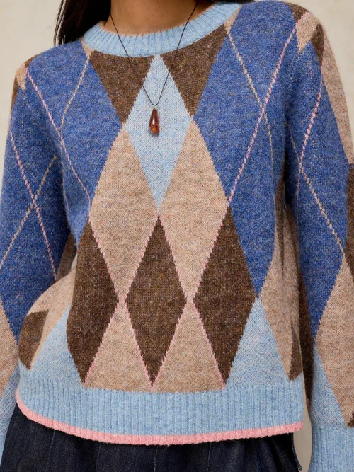 Pullover Argyle - Blue Mlt - 48 Bild 3